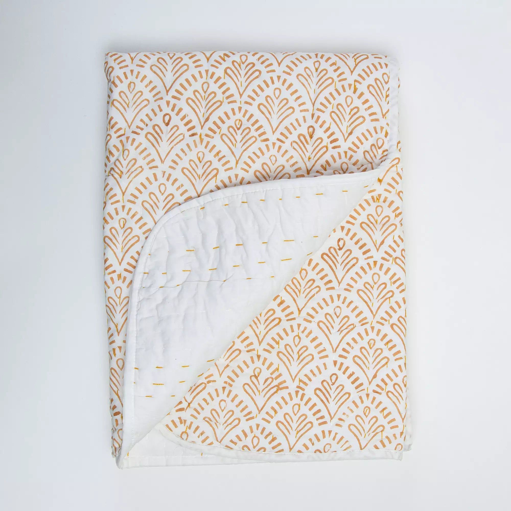 Pure Organic Cotton Floral Hand Block Print Baby Quilt Blanket 109